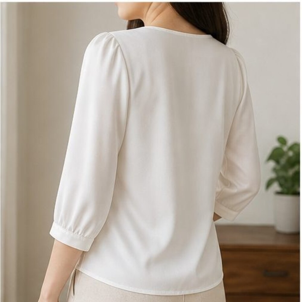 White Ruffle Blouse - Picture 3 of 6